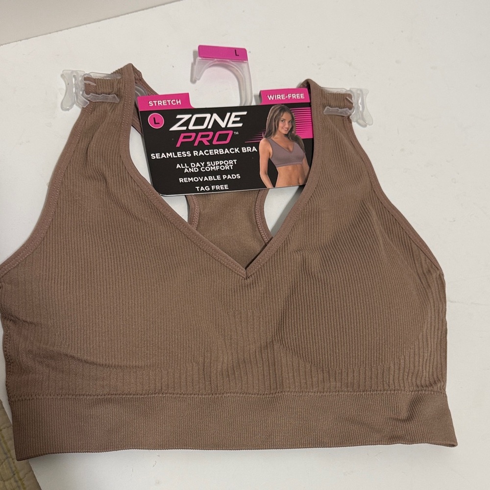 Zone Pro Women's Seamless Racerback Sports Bra - Tan